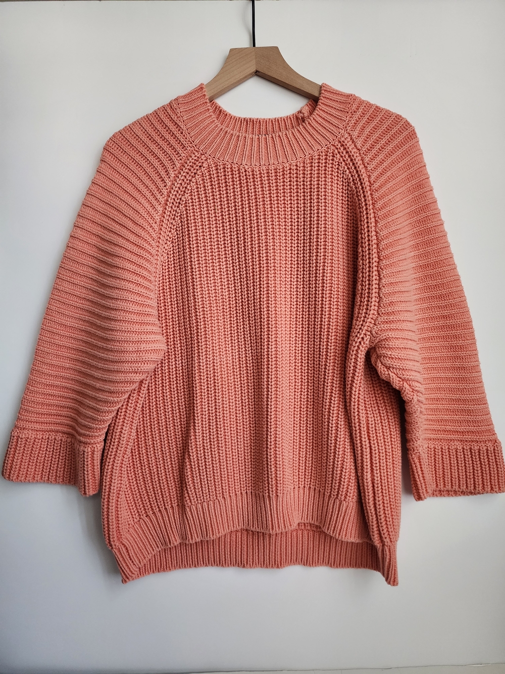 Anthropologie Maeve Chunky Coral/ Peach Knit Crewneck Sweater